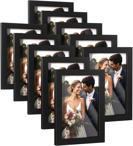 إطارات صور HappyHapi مقاس 4x6 بوصة، مجموعة من 10 إطارات صور، ديكور سطح الطاولة أو عرض الحائط للصور واللوحات والمناظر الطبيعية والملصقات والأعمال الفنية (أسود) in Kuwait