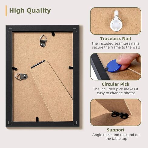 إطارات صور HappyHapi مقاس 4x6 بوصة، مجموعة من 10 إطارات صور، ديكور سطح الطاولة أو عرض الحائط للصور واللوحات والمناظر الطبيعية والملصقات والأعمال الفنية (أسود) in Kuwait