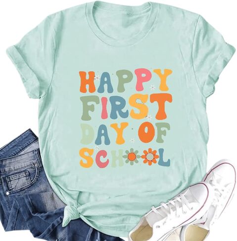Happy First Day of School Shirt Women Teacher Shirts Back to School Shirt Teacher Team Group Gift T Shirt in Saudi Arabia