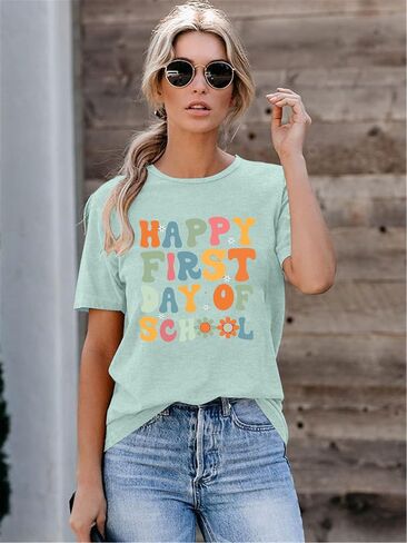 Happy First Day of School Shirt Women Teacher Shirts Back to School Shirt Teacher Team Group Gift T Shirt in Saudi Arabia