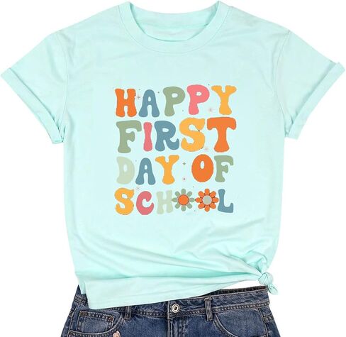Happy First Day of School Shirt Women Teacher Shirts Back to School Shirt Teacher Team Group Gift T Shirt in Saudi Arabia