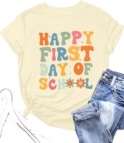 Happy First Day of School Shirt Women Teacher Shirts Back to School Shirt Teacher Team Group Gift T Shirt in Saudi Arabia
