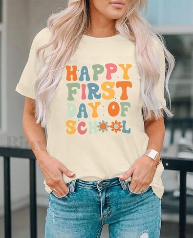Happy First Day of School Shirt Women Teacher Shirts Back to School Shirt Teacher Team Group Gift T Shirt in Saudi Arabia