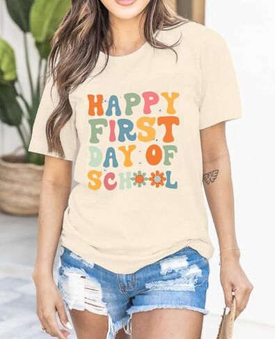 Happy First Day of School Shirt Women Teacher Shirts Back to School Shirt Teacher Team Group Gift T Shirt in Saudi Arabia