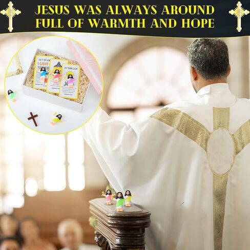 100 Sets Mini Jesus Figurines Glow in The Dark with Let Your Light Shine Cards Luminous Jesus Figures Toys for Bible Sunday School Religious Gifts Easter Egg Stuffers (Open Your Arms) in Saudi Arabia