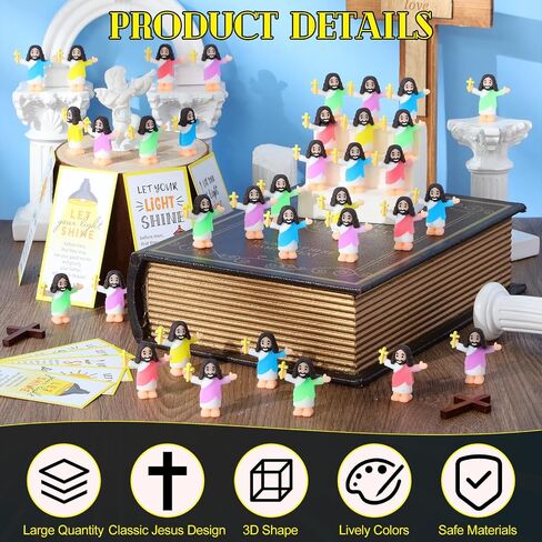 100 Sets Mini Jesus Figurines Glow in The Dark with Let Your Light Shine Cards Luminous Jesus Figures Toys for Bible Sunday School Religious Gifts Easter Egg Stuffers (Open Your Arms) in Saudi Arabia