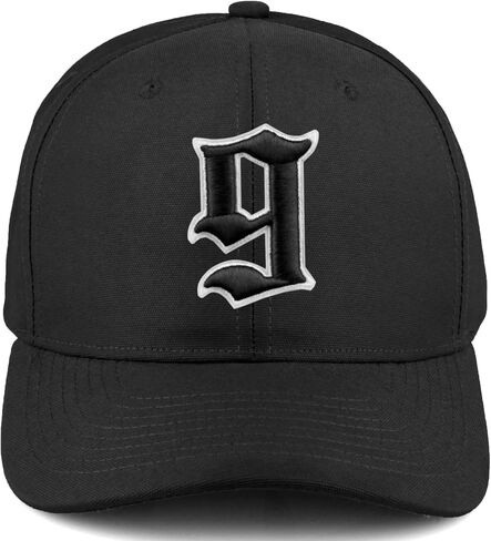 Daxton Premium Mid Profile Hat شبه منحني Cap Cap Cap White Black Black Gothic Assorized A إلى Z رقم الحرف الأولي in Kuwait