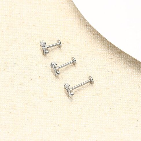 16G 6mm/8mm/10mm G23 Titanium Internally Threaded Black/White CZ Paw Labret Monroe Lip Tragus Cartilage Earring Ring Nose Stud Piercing Jewelry in Kuwait