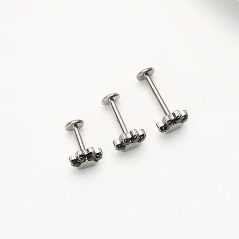 16g 6mm/8mm/10mm G23 Titanium داخليًا ملولبًا أسود/أبيض CZ Paw Labret Monroe Lip Tragus Cartilage Enring Ring Sstane Biercing Jewelry in Kuwait