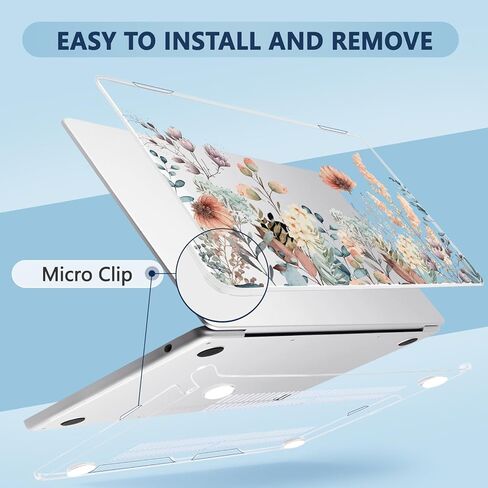 Compatible with MacBook Air 13.6 inch Case, M4 A3240/M3 A3113/M2 A2681 (Released 2025 to 2022), Hard Shell, Keyboard Cover, Screen Protector, Webcam Cover & Type-C Adapter, Butterflies Sakura in Kuwait