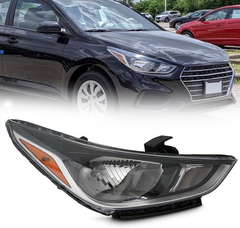 For 2018-2022 Hyundai Accent Headlight Assembly Halogen Headlamp Black Passenger Right Side Replacement HY2503218 in Saudi Arabia