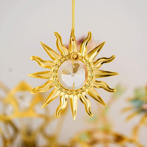Mascot Sunburst Sun Catcher Ornament with Clear Crystals - Gift for Thanksgiving, Anniversary, Christmas, Wedding or Home Decorations in Saudi Arabia