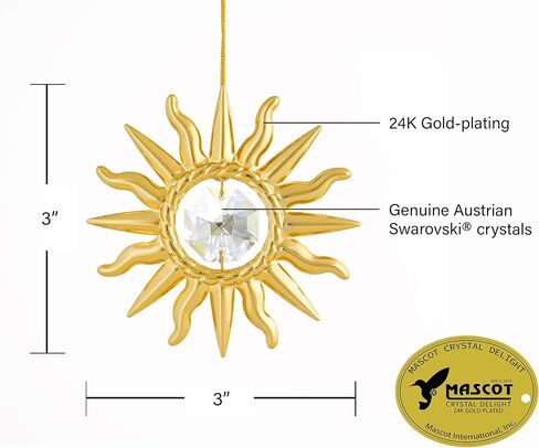 Mascot Sunburst Sun Catcher Ornament with Clear Crystals - Gift for Thanksgiving, Anniversary, Christmas, Wedding or Home Decorations in Saudi Arabia