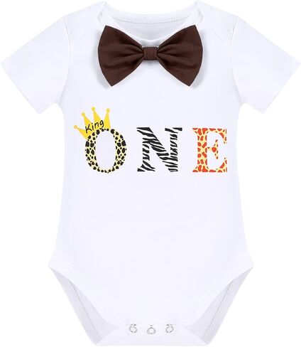 IBTOM CASTLE Baby Boys Lion Wild One Safari Jungle 1st Birthday Romper Outfits Photography Suspenders Crown Bloomers Clothes in Saudi Arabia