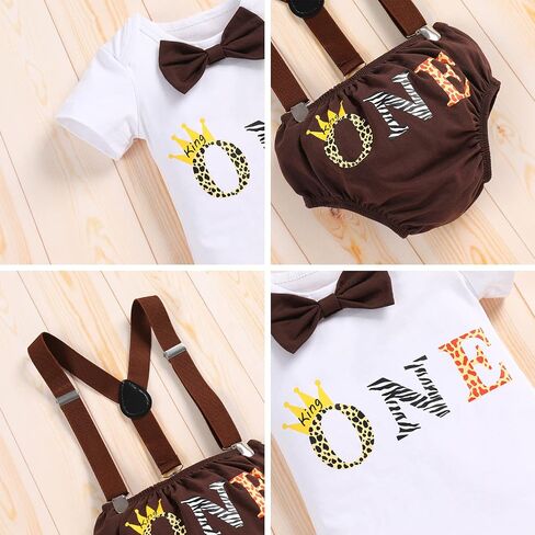 IBTOM CASTLE Baby Boys Lion Wild One Safari Jungle 1st Birthday Romper Outfits Photography Suspenders Crown Bloomers Clothes in Saudi Arabia