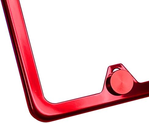Silicone Back Guard Four Holes Slim License Plate Frame Candy Red Powder Coated Universal Fit Aluminum Screw On Cap Cover, T304 Stainless Steel, Rust Proof Weather Proof (Qty: 1 Frame) in Saudi Arabia