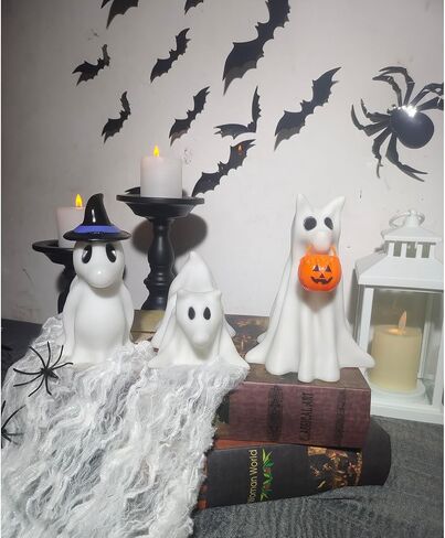 ديكور الشبح عيد الهالوين ، مجموعة من الكلاب 3Ghost مع أضواء LED - ديكور هالوين المنزل - هدايا لعشاق الكلاب - مكتب مكتب الخريف - مضر أليف ضوء الليلي in Saudi Arabia