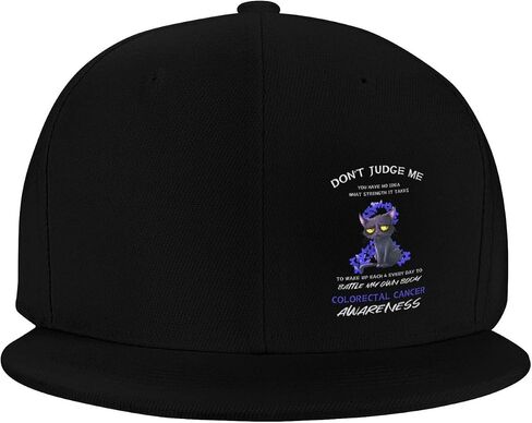 Cat Don't Judge Me You Have No Idea Colorectal Cancer Awareness Adult Adjustable Outdoor Sports Trucker Hats Stylish Baseball Cap4 Black in Saudi Arabia