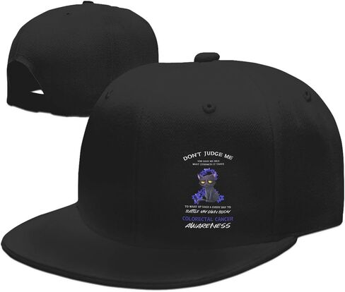 Cat Don't Judge Me You Have No Idea Colorectal Cancer Awareness Adult Adjustable Outdoor Sports Trucker Hats Stylish Baseball Cap4 Black in Saudi Arabia