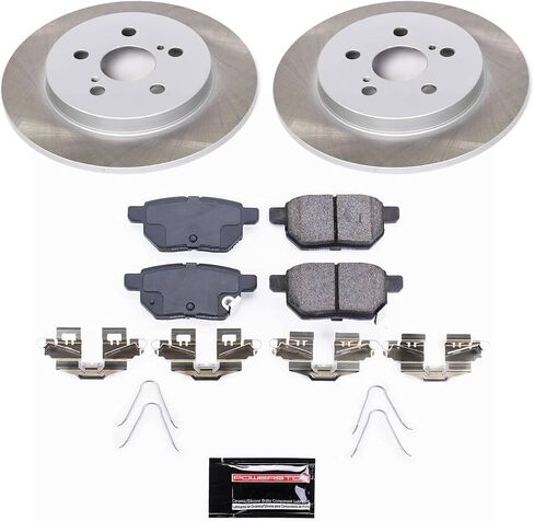 Power Stop SC5503 مجموعة الفرامل الخلفية مع دوارات الفرامل شبه المغلفة ومنصات الفرامل السيراميك والأجهزة لـ Lexus CT200H 2011-2013 | تويوتا بريوس 2010-2022 | Toyota Prius Plug-in 2012-2015 [App. محدد] in Saudi Arabia