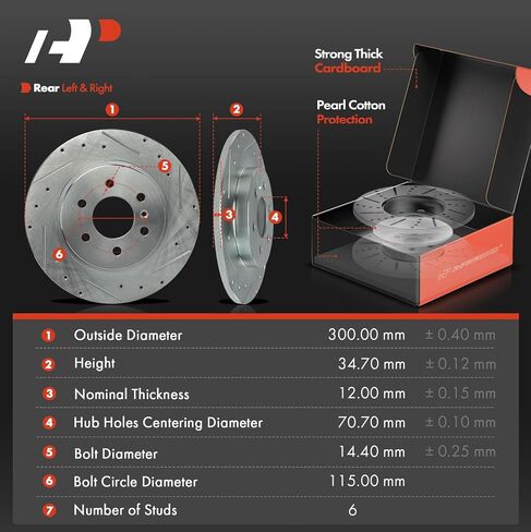 A-Premium 11.69 Inch (297mm) دوارات فرامل القرص الأمامية المتنفيرة + مجموعة منصات السيراميك متوافقة مع طرازات شيفروليه ، بويك ، بونتياك وزحل-Uplander و Terraza و Montana و Relay و 6-PC مجموعة in Saudi Arabia