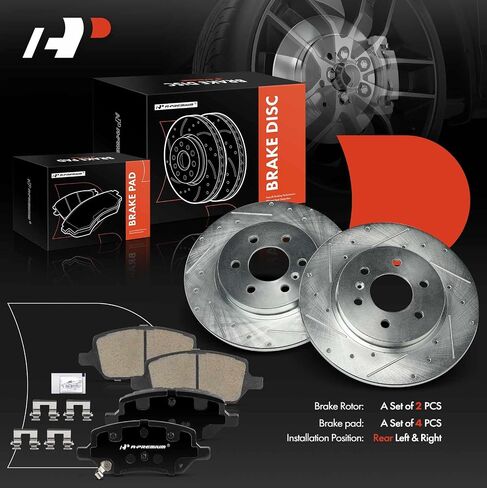 A-Premium 11.69 Inch (297mm) دوارات فرامل القرص الأمامية المتنفيرة + مجموعة منصات السيراميك متوافقة مع طرازات شيفروليه ، بويك ، بونتياك وزحل-Uplander و Terraza و Montana و Relay و 6-PC مجموعة in Saudi Arabia