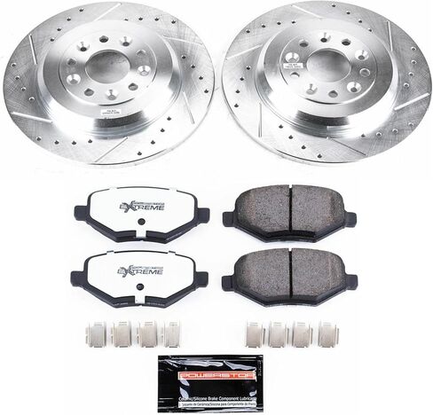 Power Stop K4744-36 Rear Z36 Truck & Tow Brake Kit, Carbon Fiber Ceramic Brake Pads and Drilled and Slotted Brake Rotors For Ford Edge Explorer Flex Taurus Taurus SHO MKS MKX [Application Specific] in Saudi Arabia