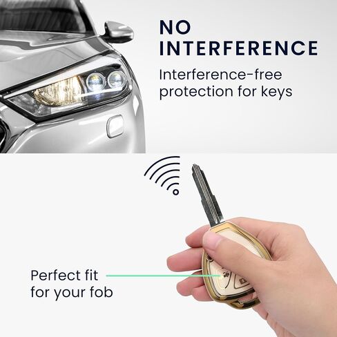 غطاء مفتاح Kwmobile متوافق مع Toyota 4 -Button Rav4 Camry Avalon Corolla Matrix - حامي Car Key Fob - أبيض/ذهبي in Saudi Arabia