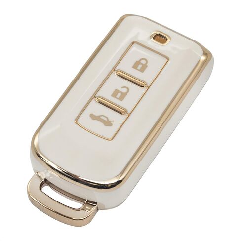 Black TPU Gold Edge Smart Key Fob Case Protective Cover Compatible with Mitsubishi Lancer Mirage Outlander Sport Keyless Entry Remote Accessories in Kuwait