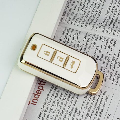Black TPU Gold Edge Smart Key Fob Case Protective Cover Compatible with Mitsubishi Lancer Mirage Outlander Sport Keyless Entry Remote Accessories in Kuwait