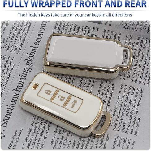 Black TPU Gold Edge Smart Key Fob Case Protective Cover Compatible with Mitsubishi Lancer Mirage Outlander Sport Keyless Entry Remote Accessories in Kuwait
