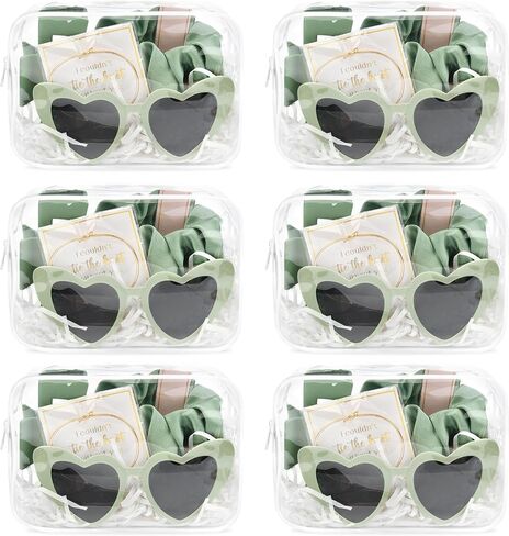 DEEKA 30 Pcs Bridesmaid Proposal Bag Set Gift Clear Makeup Toiletry Bag Bachelorette Party Favors Sunglasses Hair Claw Clips Scrunchies Knot Bracelets Bridal Wedding Party Gifts (Sage Green) in Kuwait