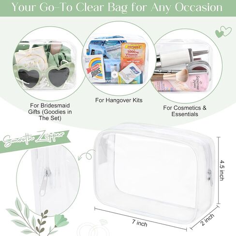 DEEKA 30 Pcs Bridesmaid Proposal Bag Set Gift Clear Makeup Toiletry Bag Bachelorette Party Favors Sunglasses Hair Claw Clips Scrunchies Knot Bracelets Bridal Wedding Party Gifts (Sage Green) in Kuwait