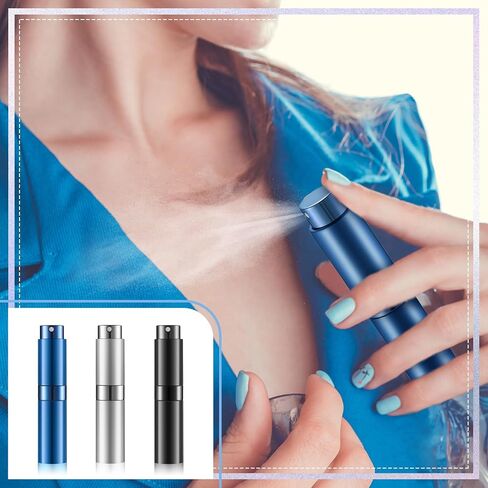 Remerry 15 Pcs 8 ml Perfume Atomizer Refillable Small Perfume Spray Bottle Empty Portable Travel Sprayer with 5 Funnel 5 Pump Transfer Tool(Black) in Saudi Arabia