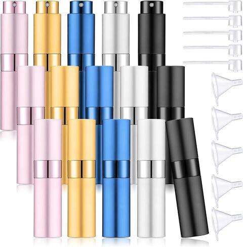 Remerry 15 Pcs 8 ml Perfume Atomizer Refillable Small Perfume Spray Bottle Empty Portable Travel Sprayer with 5 Funnel 5 Pump Transfer Tool(Black) in Saudi Arabia