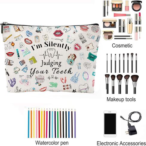 Dentist Gift Dental Gift for Women Makeup Bag Dental Assistant Gift Dental Hygienist Gift Cosmetic Bag Graduation Gift for Dentist Thank You Gift for Her Birthday Retirement Gift in Kuwait