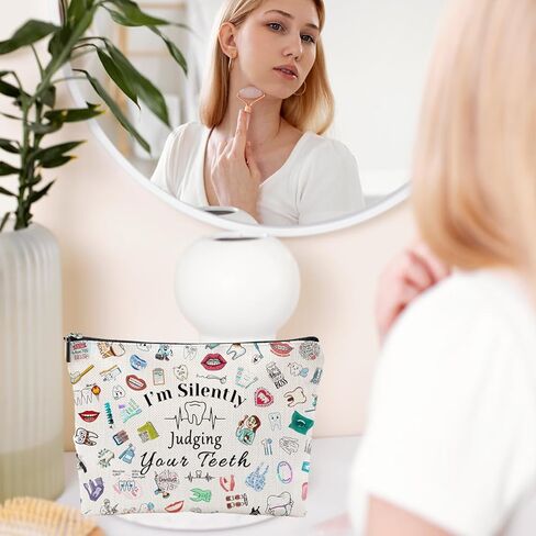 Dentist Gift Dental Gift for Women Makeup Bag Dental Assistant Gift Dental Hygienist Gift Cosmetic Bag Graduation Gift for Dentist Thank You Gift for Her Birthday Retirement Gift in Kuwait