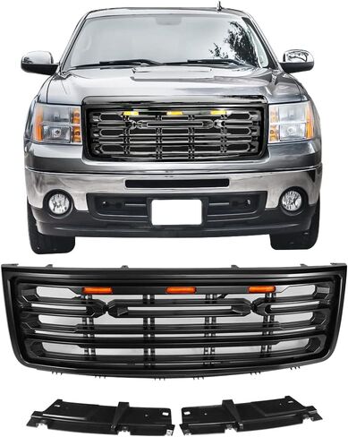 Ikon Motorsports ، Grille الأمامي متوافق مع 2007-2013 GMC Sierra 1500 الأمامي المصد مصبقة غير لامع أسود in Kuwait