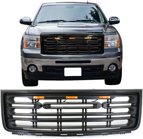 Ikon Motorsports ، Grille الأمامي متوافق مع 2007-2013 GMC Sierra 1500 الأمامي المصد مصبقة غير لامع أسود in Kuwait