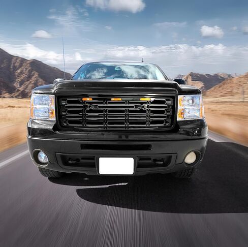 Ikon Motorsports ، Grille الأمامي متوافق مع 2007-2013 GMC Sierra 1500 الأمامي المصد مصبقة غير لامع أسود in Kuwait