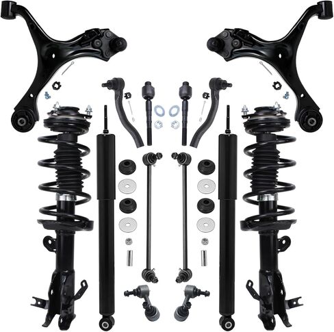 Detroit Axle - 14pc Front End Suspension Kit for 2013 2014 2015 Honda Civic, Lower Control Arms w/Ball Joint Tie Rods Struts & Coil Spring Rear Shock Absorber Front and Rear Sway Bars Replacement in Saudi Arabia