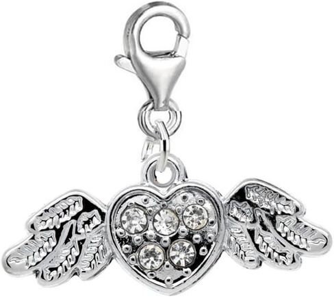 Sexy Sparkles Angel Heart Wings Clip على مجوهرات سحر مع قفل جراد البحر in Saudi Arabia