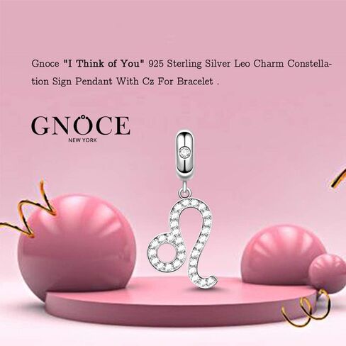 GNOCE Leo Charms Pendant Sterling Silver I Think of You Zodiac Sign Dangle Charms With Cubic Zirconia fit for Bracelet/Necklace Women (Leo) in Saudi Arabia