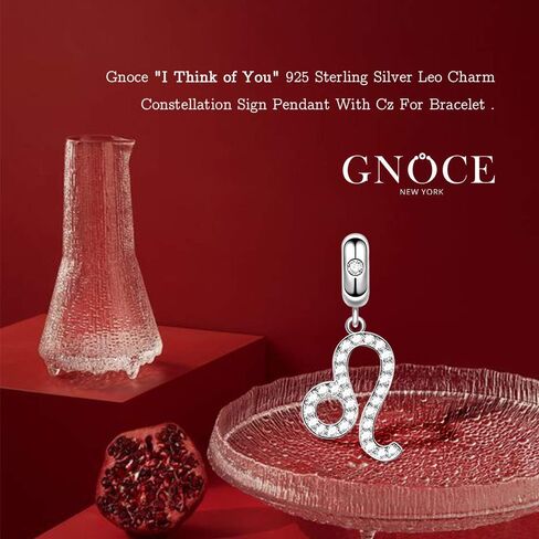 GNOCE Leo Charms Pendant Sterling Silver I Think of You Zodiac Sign Dangle Charms With Cubic Zirconia fit for Bracelet/Necklace Women (Leo) in Saudi Arabia