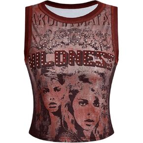 Milumia Women's Y2K Letter Figure Top Top Grunge Punk Punk Tops Tops Festival in Saudi Arabia