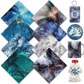 WOWOCUT 8 Pcs 4.5"x12" Marble Sublimation Transfer Sheets, Pre-Printed Watercolor Sublimation Paper for Heat Transfer Mugs, T-Shirts, Tumblers, Earrings in Saudi Arabia