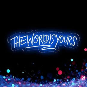The World Is Yours Neon Sign for Wall Decor USB Power Dimmable LED Light Signs for Bedroom Game Room Mens Cave Beer Bar Wedding Birthday Empowering Party Letters Neon Light Up Sign For Office Graduation Birthday Gift for Women Man Teens in Saudi Arabia