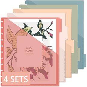 4set 5 Tab Discbound Pocket Dividers 8.5 x 11 Dividers with Pockets Discbound Pocket Folders DiscBound Binder Dividers Plastic Dividers with Tabs DiscBound Planner Supplies for Business Office(Boho) in Kuwait