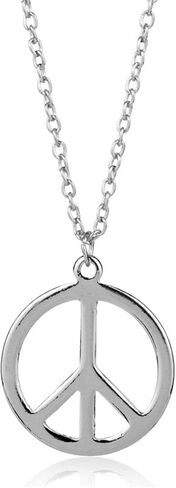 Metal Peace Sign Pendant Necklace Retro 1960s 1970s Hippie Peace Symbol Hip Hop Punk Long Leather Necklace for Women Men Halloween Party Dressing Accessories in Kuwait