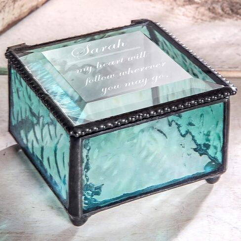 Personalized Jewelry Box Decorative Vanity Display Case Storage Organizer Keepsake Gift for Friend Daughter Sister Girl Women Vintage Decor J Devlin Box 898 EB246 Series (Windsor Blue) in Saudi Arabia